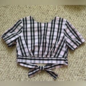 *3 for $9* Pink & Black Plaid Tie Top